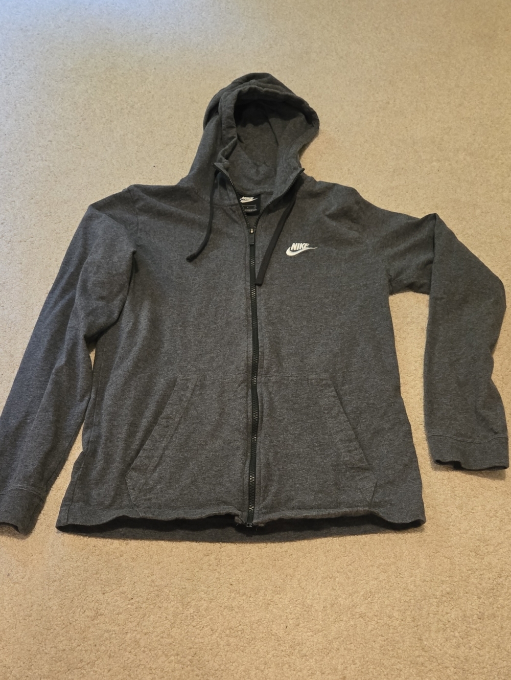Nike Mens Small Lightweight Gray Full Zip Up Hoodie